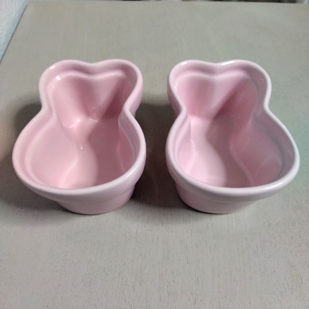 Set of 2 Bunny Shaped Ramekins‎ pastel pink